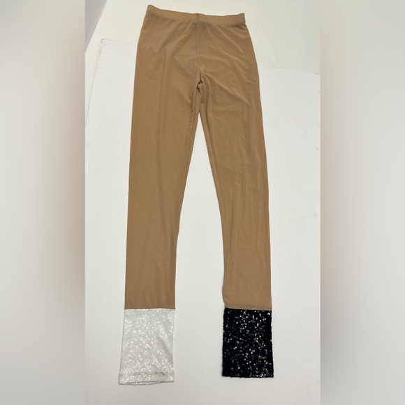 NWOT ⚜️🤍🤎🖤⚜️ Costume dept. mesh see through nude leggings sequin bottoms - Picture 4 of 10